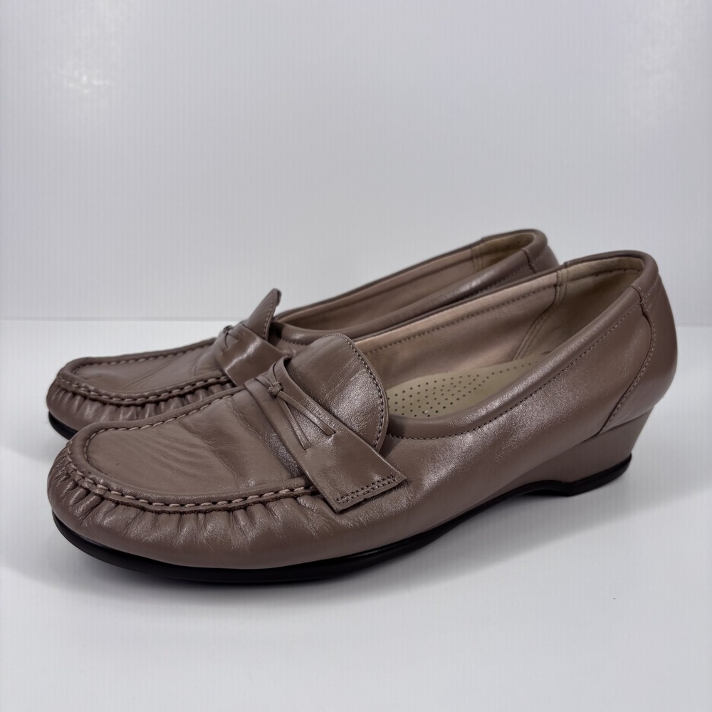 SAS Easier Tripad Comfort Slip-On Loafers Women's US 10 Mocha Leather Low Wedge‎